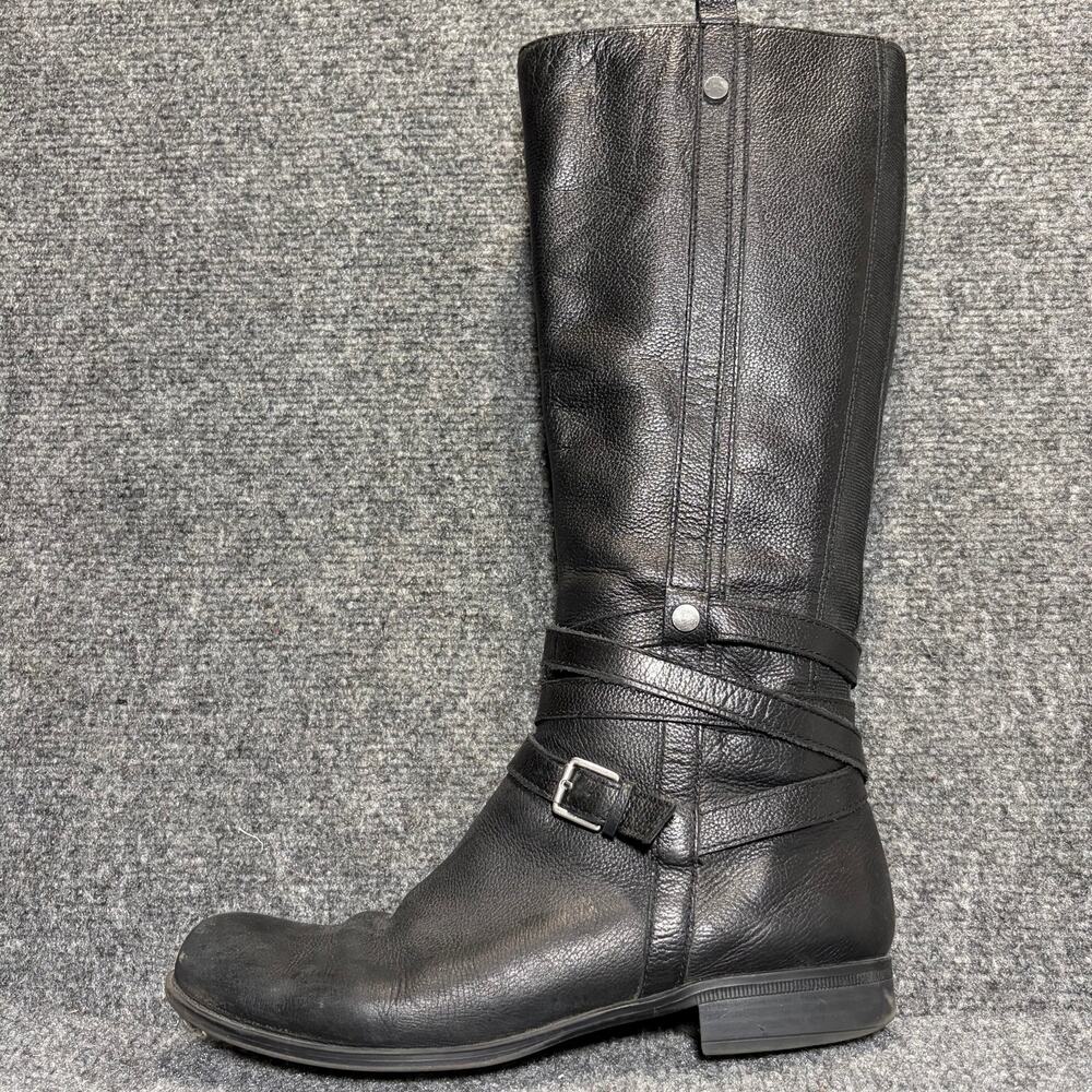 Naturalizer Jango Black Leather Tall Riding Boots Buckle Strap Knee High 8.5